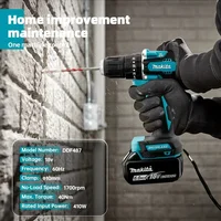 Perceuse à percussion sans fil Makita DDF487 rouge et noire, 18V lithium-ion, haute puissance, visseuse électrique. 3
