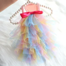 Dog clothes thin teddy bear small pet clothes colorful gradient puffy skirt