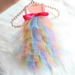 Vêtements fins pour chiens, ours en peluche, vêtements pour petits animaux de compagnie, jupe bouffante à dégradé coloré 