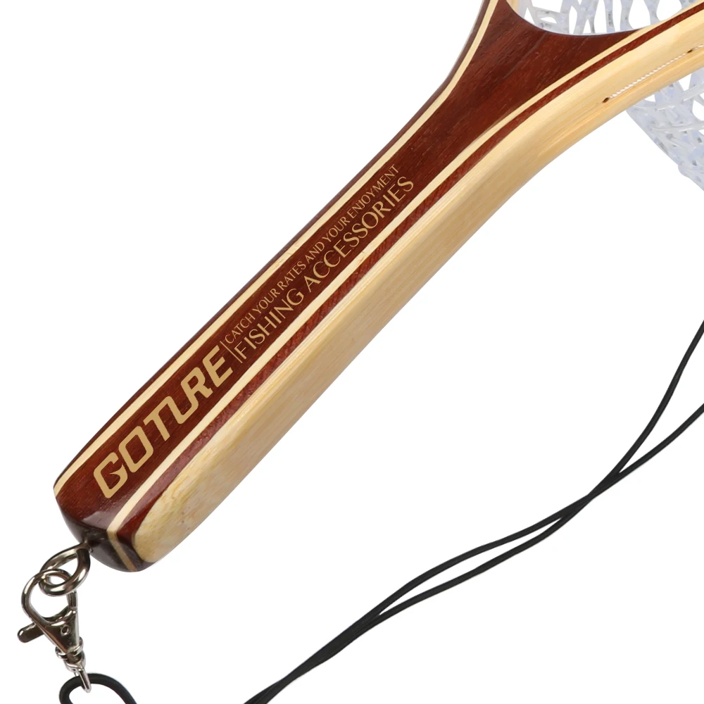 Goture Fly Fishing Wooden Handle Portable Casting Network Landing Net Cast Net Tackle For Trout Bass Pike Fishing Tools fishing net fishing landing net