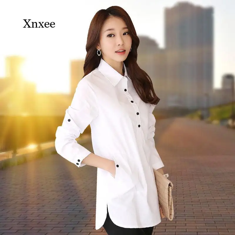 

2022 женские рубашки с длинным рукавом, элегантные хлопковые модные белые рубашки, женские рубашки, рабочая одежда