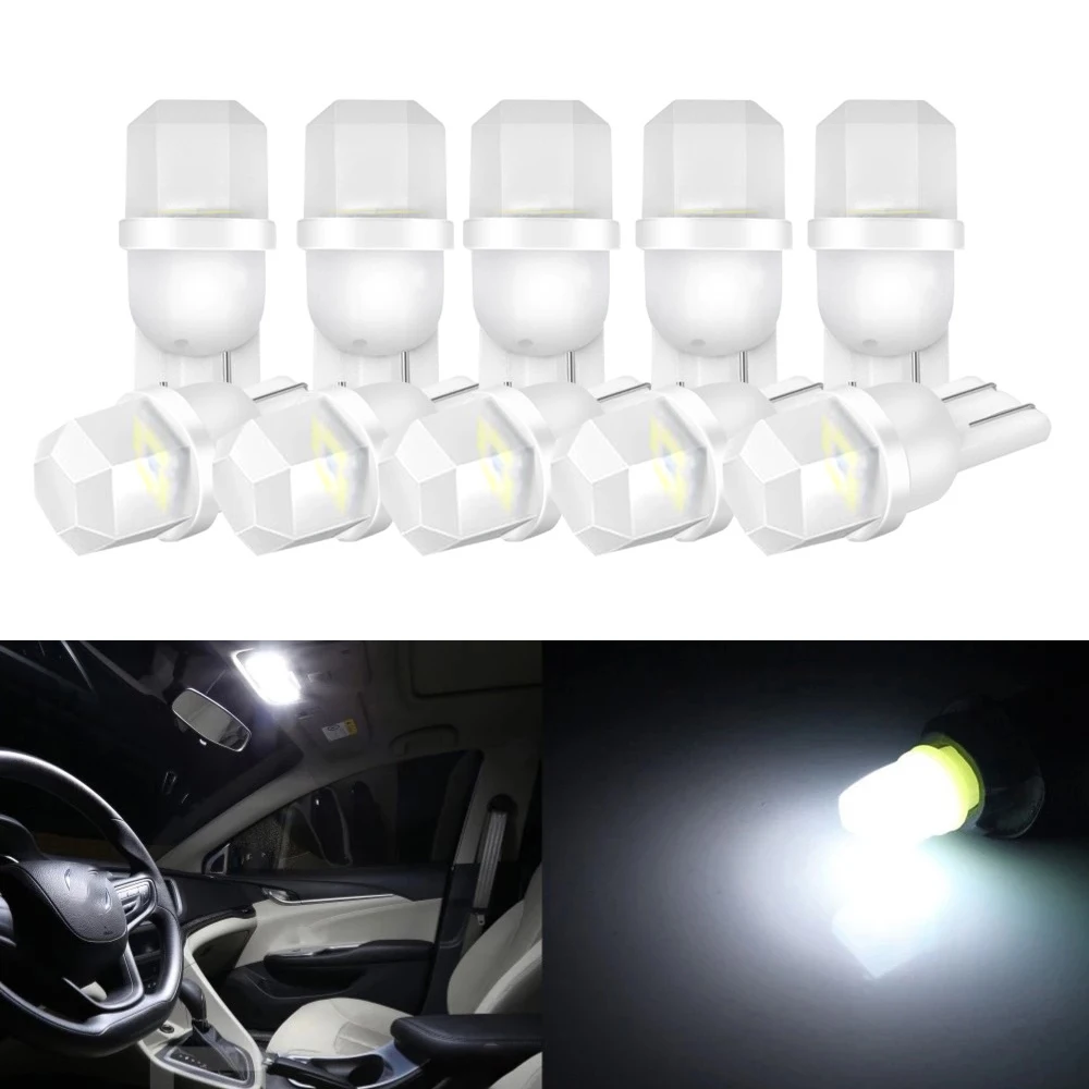 10Pcs Ceramic T10 W5W LED Bulb 194 168 Led Canbus 4SMD 3030 Car Interior  Lights Wedge Side marker Clearance Auto Lamp 12V White - AliExpress