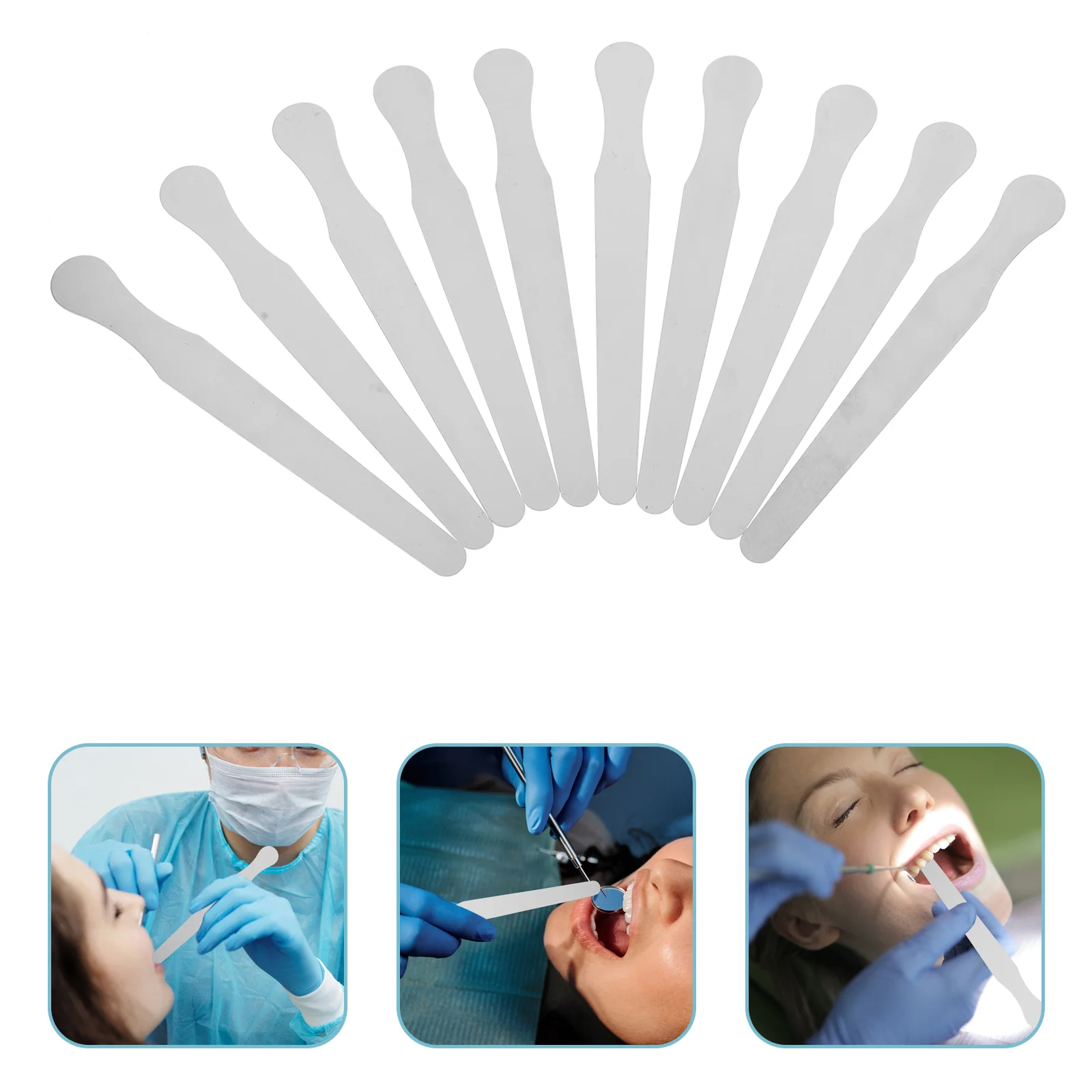 

10 Pcs Stainless Steel Tongue Depressor Spatulas Smooth Mixing Plates Professional Dental Clinic Supplies Practical