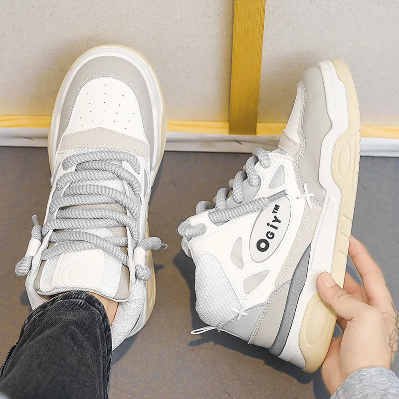 Sports Shoes Casual Sneakers Winter Platform Skateboarding Shoes Man Fashion High Top Casual Leather Sneakers Men Streetwear Men's Skateboard Shoes