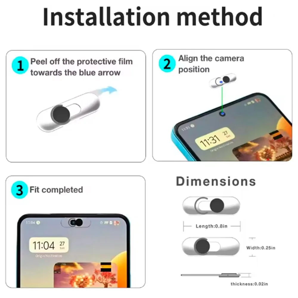 Premium Metal Sliding Webcam Cover with Lens Privacy Transparent Sticker