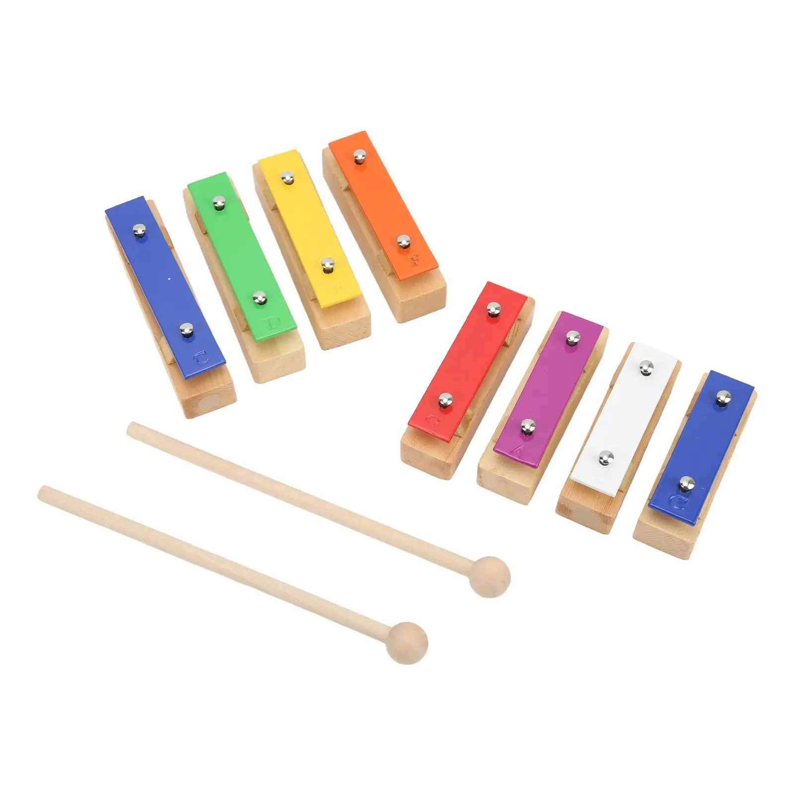 Wooden 8 Tone Knocking Xylophone Brick Toy-Multicolored Educational Musical Instrument