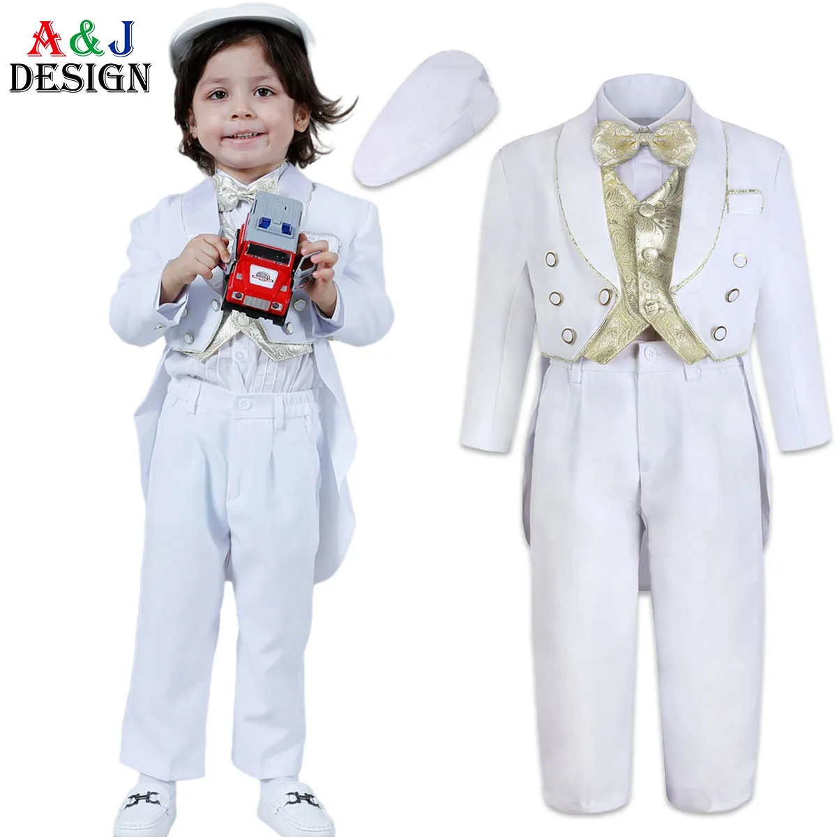Baby Boy Classic Tuxedo Infant Baptism Wedding Suit Toddler Formal