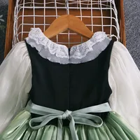 Clothing for New Kids Summer 2024 Quality Korean Style Anna Baby Girls One Piece Princess Sundress Dress Up Girl Green Party 2