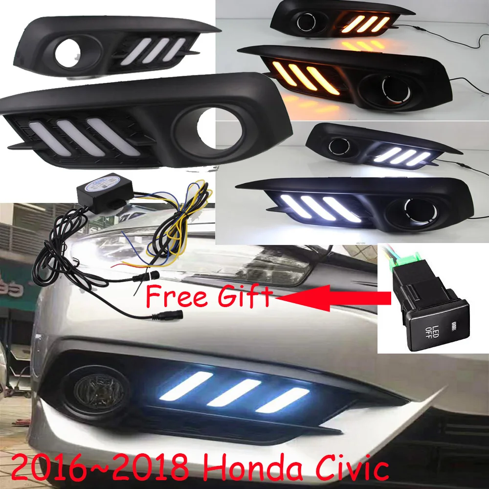 

Video headlight For Civic daytime light 2016 2017 2018 Car LED DRL Daytime Running Lights Civic rear bumper tail light fog lamp