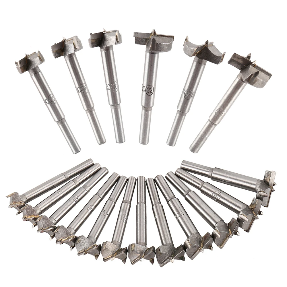 18pcs 15 40mm Forstner Carbon Steel Boring Drill Bits Woodworking Self