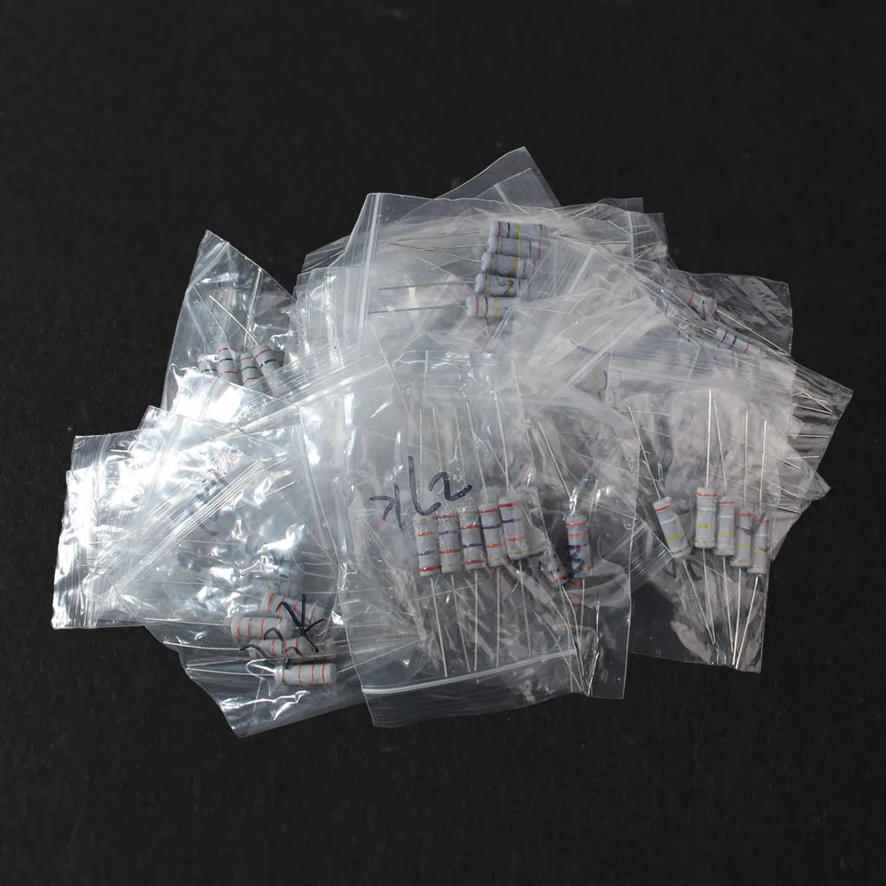 

150PCS/Lot 30 Values 3W Carbon Film Resistor Pack Assorted DIY Kit for Electronic Components 0.1R~750R, 1K~820K ohm Resistance