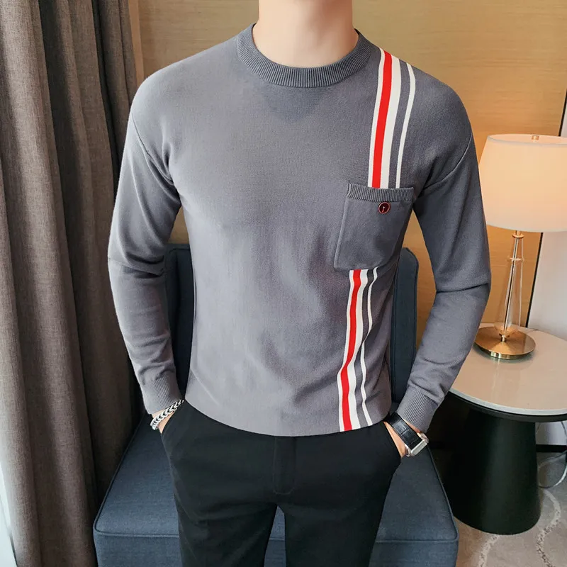 Autumn Casual Men's Sweater O-Neck Slim Fit Knittwear Mens Sweaters Pullovers Pullover Men  Brand Clothing M-4XL