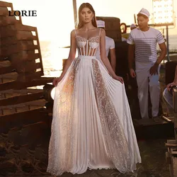 LORIE Sweetheart Lace Boho Wedding Dresses A Line Spaghetti Straps Bridal Dress Lace Appliques Corset Wedding Ball Gowns 2023