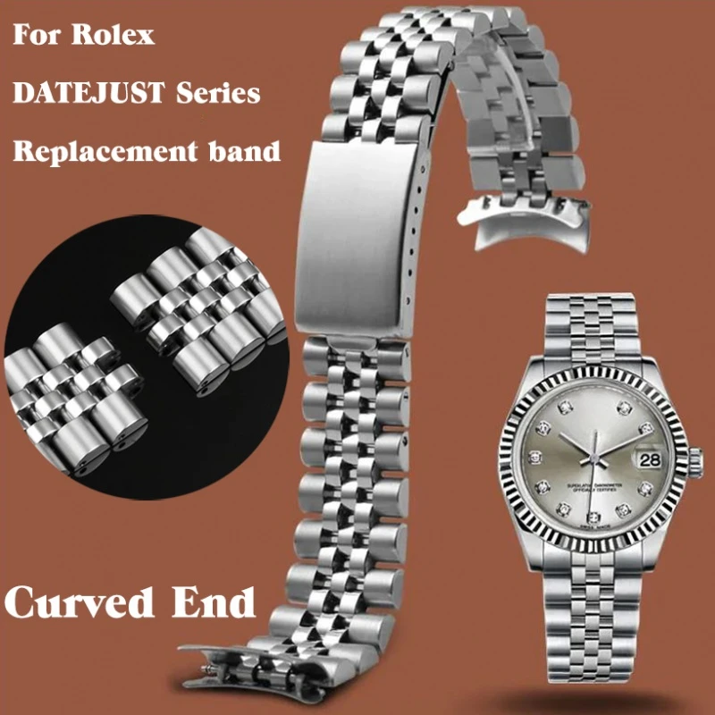 

Ремешок металлический изогнутый из нержавеющей стали для Rolex DATEJUST, роскошный браслет для наручных часов, аксессуары для мужчин, 18 мм 19 мм 20 мм 21 мм 22 мм