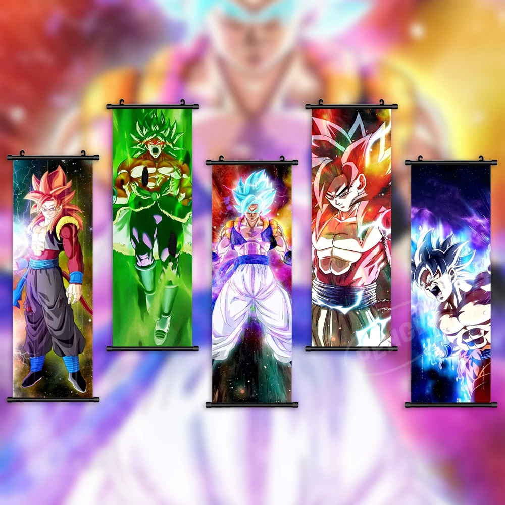

Hanging Dragon Ball Painting Wall Artwork Vegeta Picture Broli Scroll Print Canvas Anime Poster Goku Home Decor For Living Room