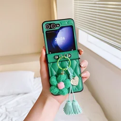 Floral Leather Shockproof Phone Case - Protective Cover with Flower Ring Design - Galaxy Z Flip3 (Green)