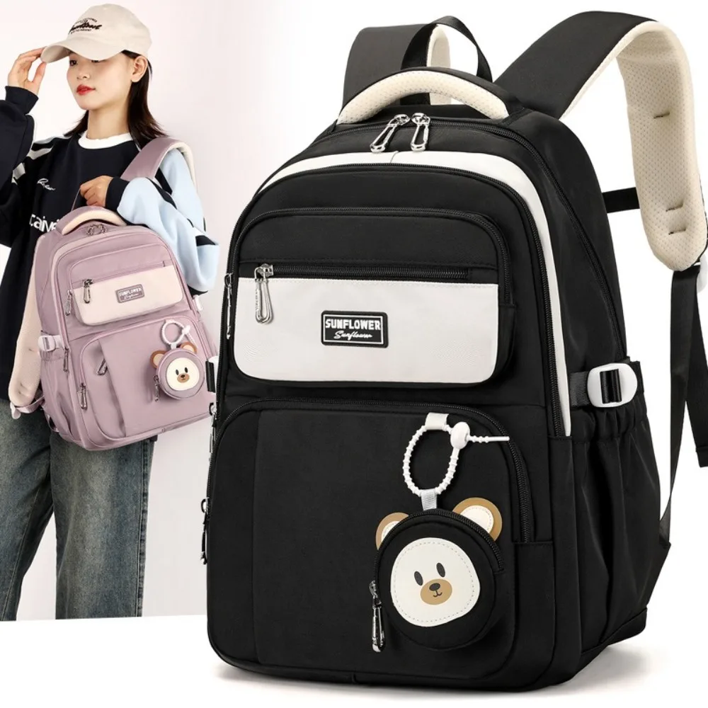 New Large Capacity School Bags Lightweight with Pendant Students Backpack Oxford Cloth Waterproof Rucksack Bagpack Students 1