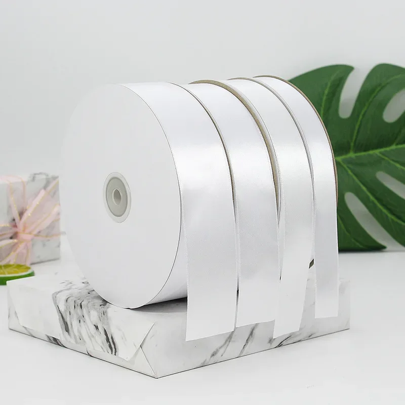 3mm~80mm White Polyester Satin Ribbon Gift Wrapping DIY Christmas Ribbons Home Decor Gift Flowers Hair Accessory