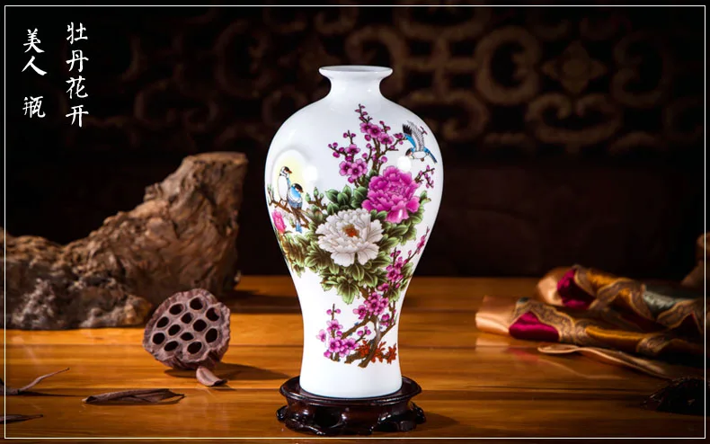 Ceramics Vase for Home Furnishing Decoration, Crafts, Palace Table, Fake Flower Pot, Ornaments, Florero Flower Vase, High 23 cm 4