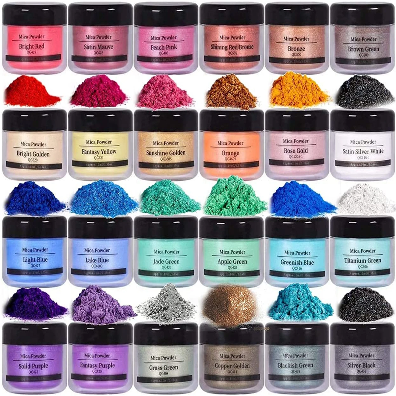 

24 Colors Natural Mica Powder Handmade Soap Making Glitter Pearl Powder Epoxy Resin Pigment for Nail Art Decoration Makeup