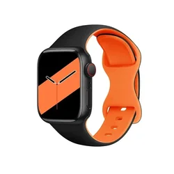 Premium Silicone Strap for Smartwatch - Durable and Stylish Bracelet Accessory (Black orange)