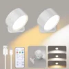 LED Magnetic Wall Sconce Lights,Rechargeable Dimmable Wall Mounted Lights with Remote, 360° Rotation Wall Mount Lamp for Bedroom 1