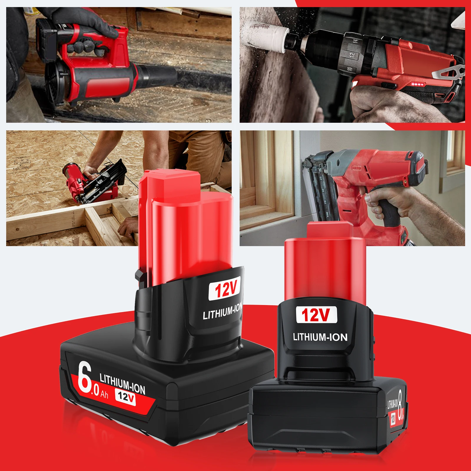 Batteria Ricaricabile Agli Ioni Di Litio 12V Per Milwaukee M12 Xc Cordless Tools 48-11-2402 48-11-2411 48-11-2401 Mil-12A-Li