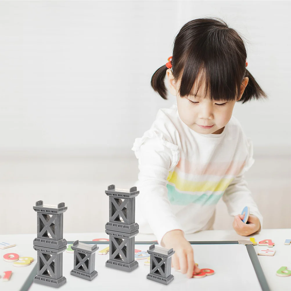 9Pcs Train Track Accessories Wooden Bridge Supports Gray Green Random Child Toy Trains Layout Stable System Compatible Brands