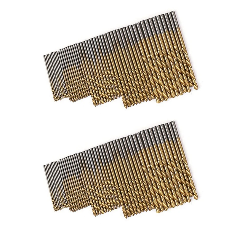 

100Pcs High-Speed Steel Titanium-Plated Twist Drill 1-3Mm Drill Woodworking Hole Tool Set Drill Tool Set Durable