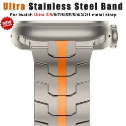 Luxury Stainless Steel Strap for Apple Watch Ultra 2 Band 49mm 45mm 44mm 42mm for iwatch Series 9 8 7 6 5 SE Metal Link Bracelet