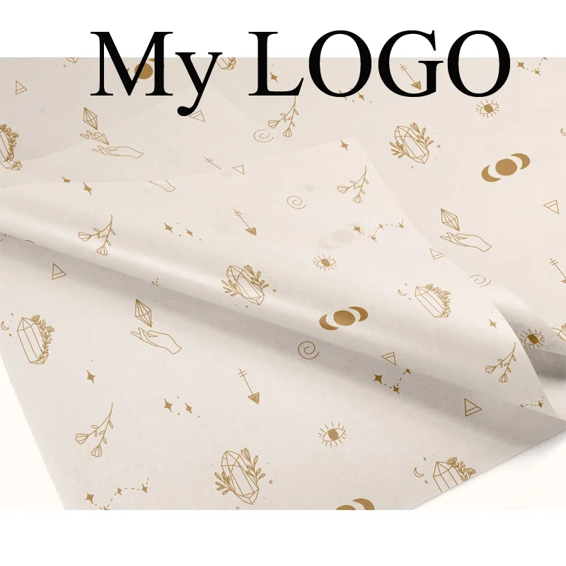 KRAFT CUSTOM TISSUE PAPER WITH 100 CUSTOM STICKERS - MOQ 100