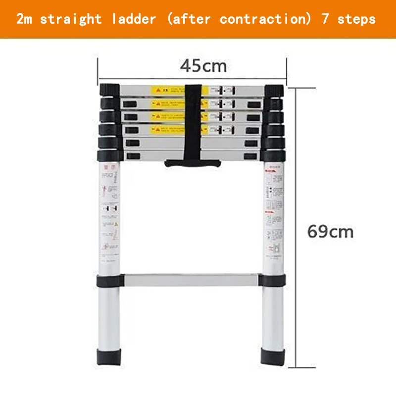 

DLT-A Single-sided Telescopic Straight Ladder Household Aluminum Alloy Telescopic Ladder 2 Meters 7-step Folding Ladder XA