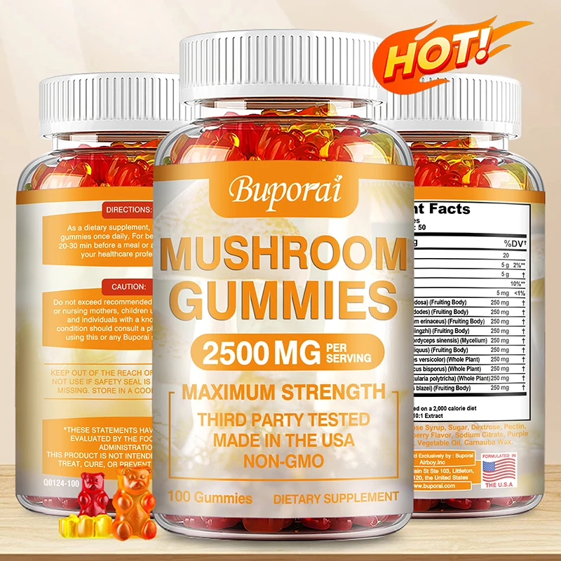 Mushroom Gummies Enhance Brain Memory Concentration Improve Immunity Relieve Stress