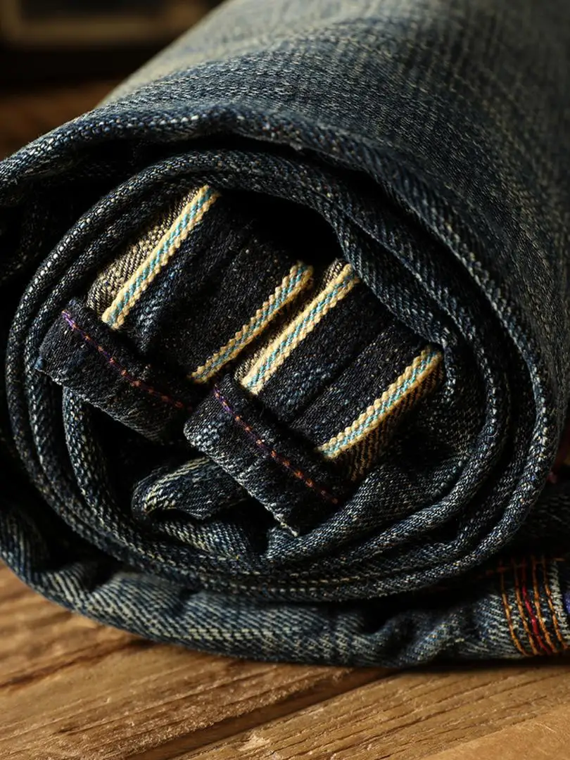 Heavyweight Thick 18oz Red Selvedege Denim Jeans for Men American Vintage 100% Cotton High Quality Straight Casual Pants 501 5km 6