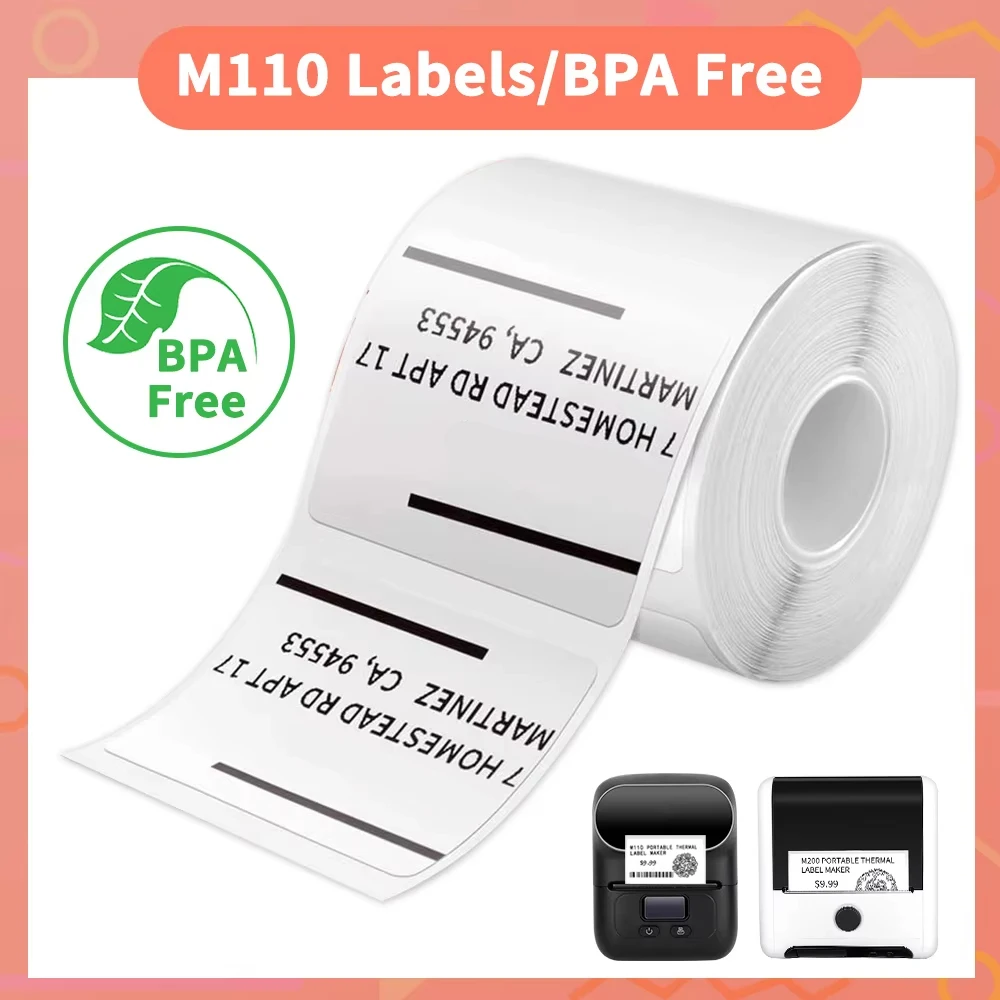 White Labels Self-Adhesive Thermal Printer Stickers Compatible with B1/B21/B3ST02 Mini Sticker Printer for Journal Study Notes