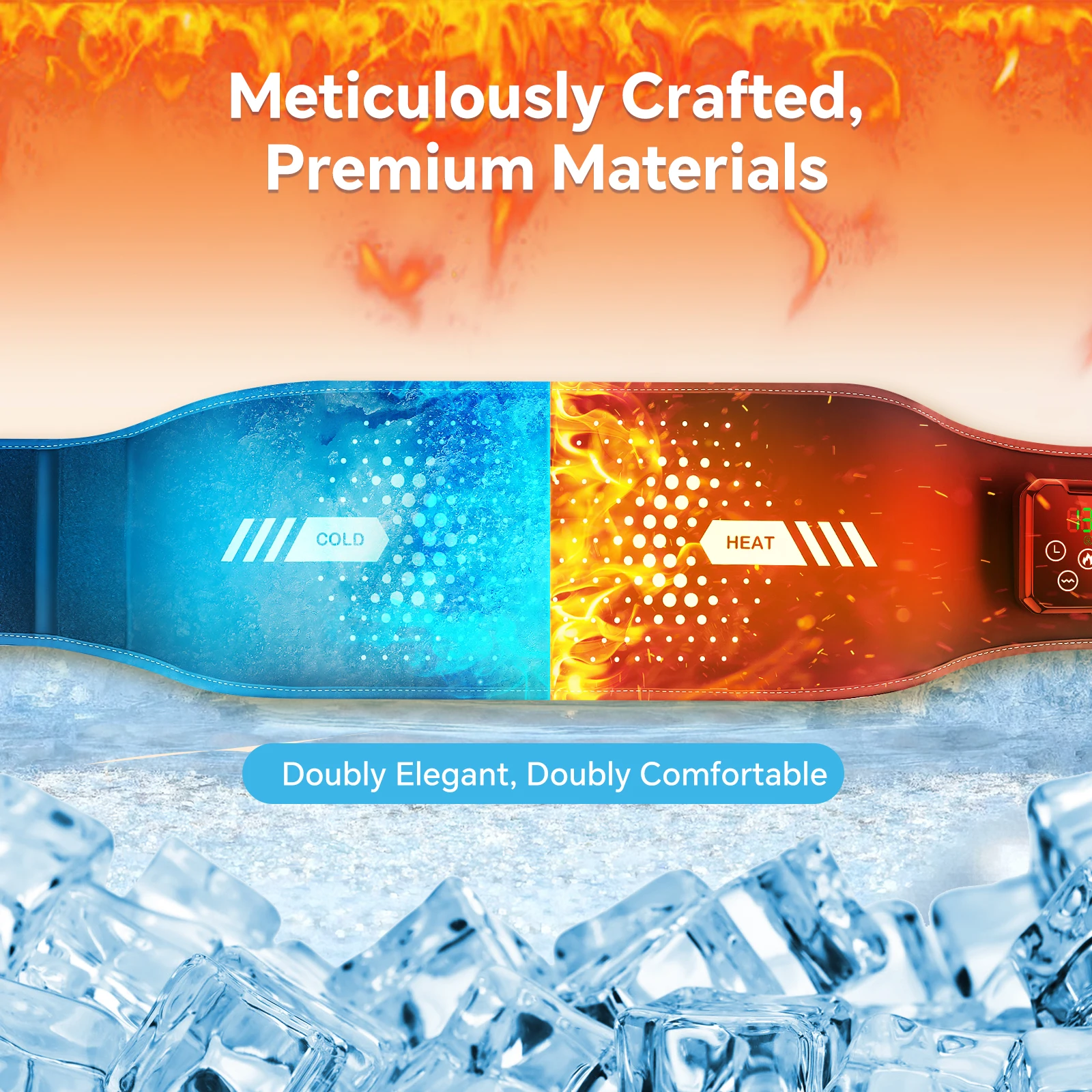 Type-C Rechargeable Warm Cold Compress Air Compression Waist Massage Belt for Body Relaxation Comfort Heating Ice Pack