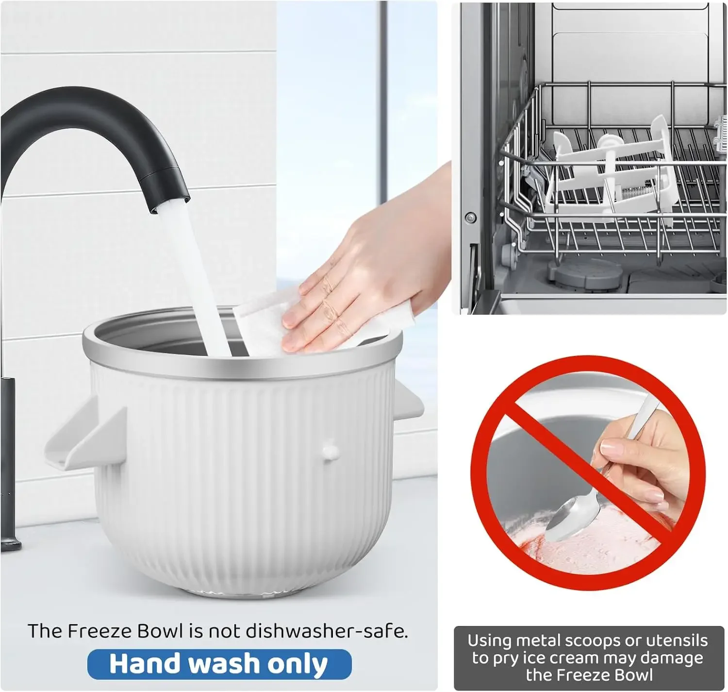 For KitchenAid 4.3L-7QT Stand Mixe Slicer Ice Cream Maker Attachment Frozen Yogurt Ice Cream & Sorbet Gelato Maker Bowl Fits