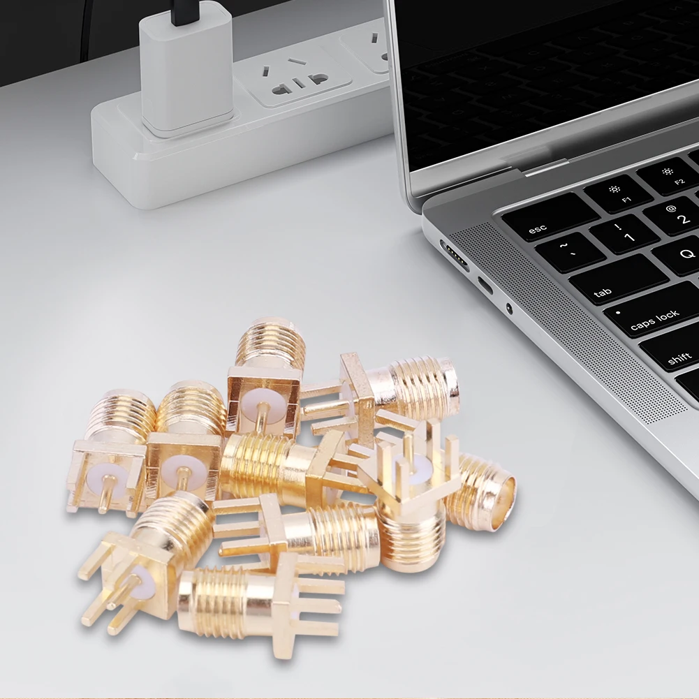 10 Pcs SMA Female Jack Adapter 50 Ohm SMA Female Base Socket Jack Brass Solder PCB Board Edge Mount Adapter