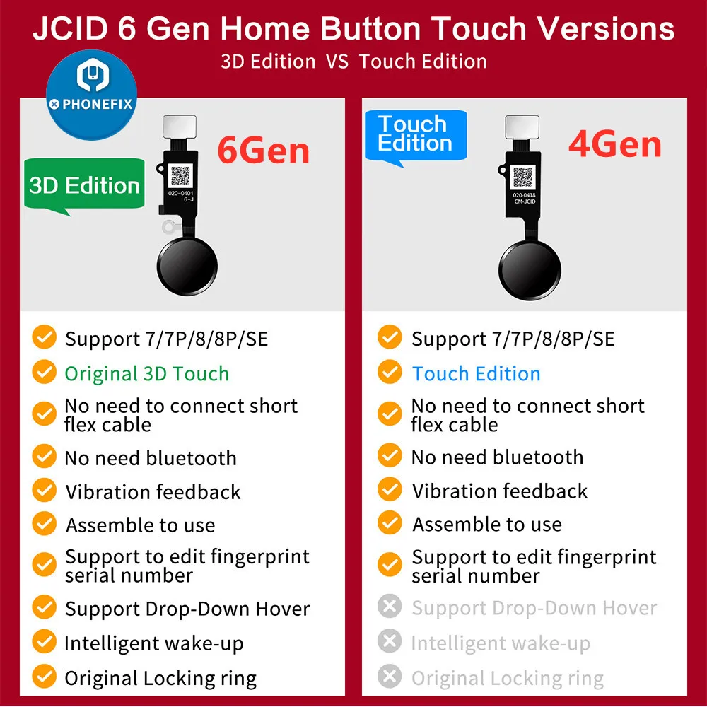 JC Home Button JCID 4. 5. 6. Generation 3D Universal Touch Fingerabdruck Flexkabel für iPhone 7 7plus 8 8plus Rückkehrtaste – Detail 5