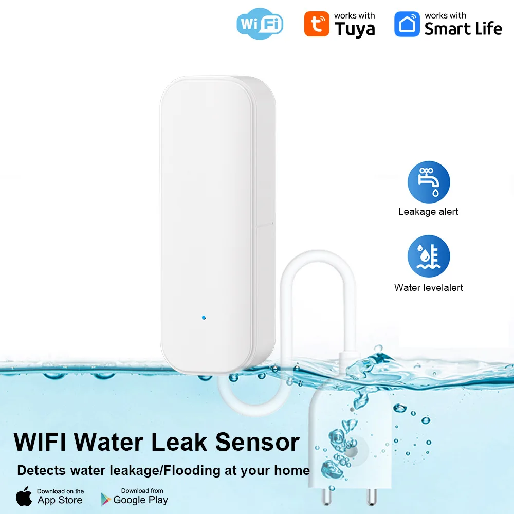 

Tuya WiFi Smart Water Sensor Flood Water Level Leakage Detector Smart Home Automation Security Protection Alarm System