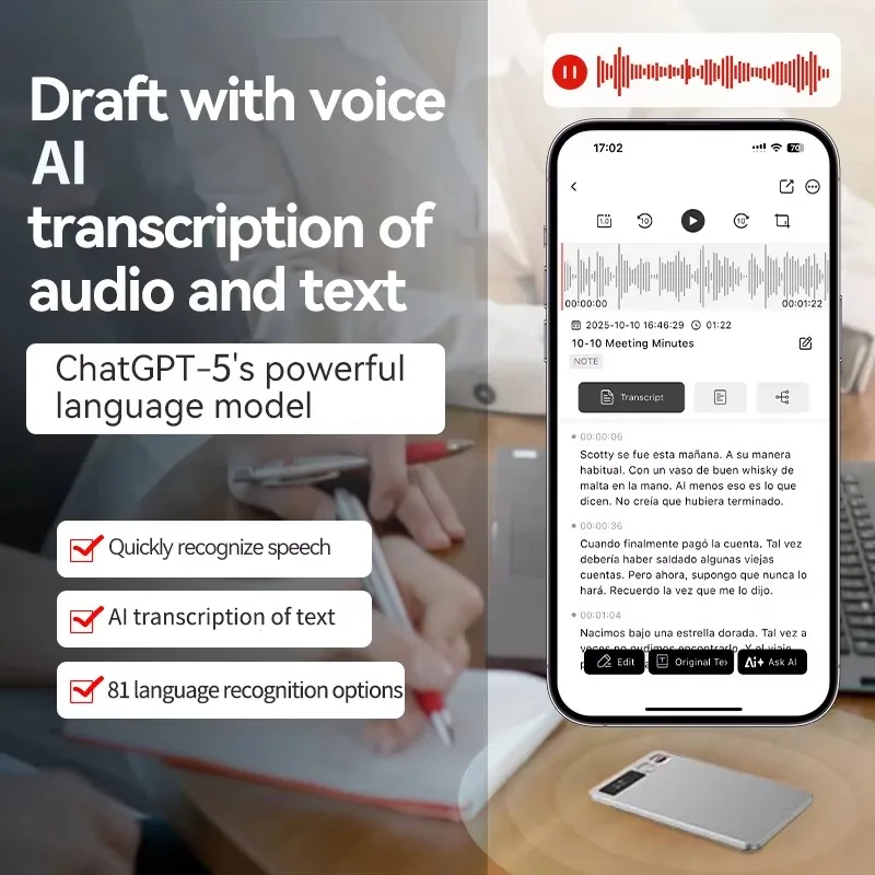 시유뉴예스 64Gb 챗 GPT 노트 테이커 스마트 디지털 오디오 MP3 AI 음..