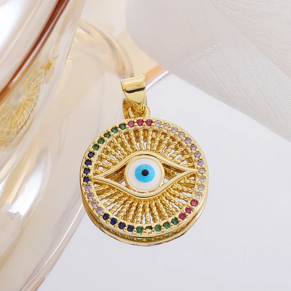 Juya 18K echt vergoldeter Davidstern Libelle Leopardenkopf Skorpion Delphin Liebe Herz Blume Griechischer böser Blick Charms Zubehör – Detail 20