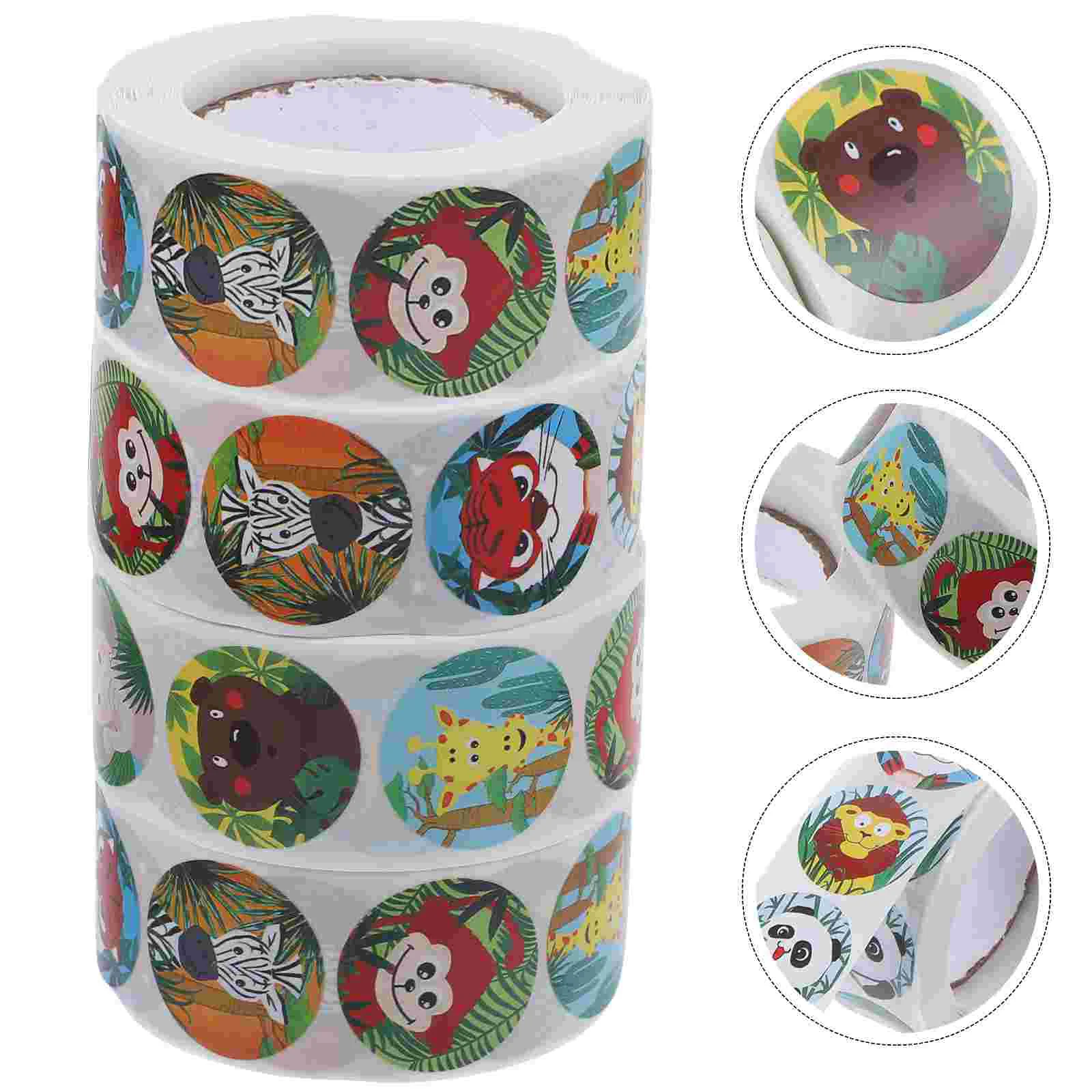 

4 Rolls Animal Incentive Stickers Student Kids Homework Decals Copper Plate Adhesive Encouraging