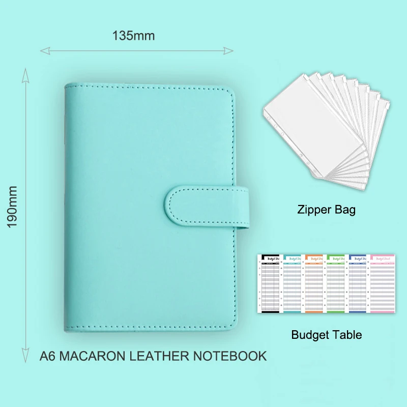 A5/A6 Budget Binder Planner Notebook Cover PU Loose-leaf Handbook 6 Holes Binder Diary Agenda Paper Cover School Stationery