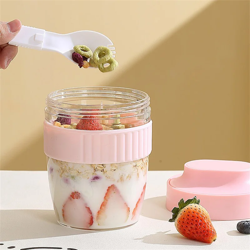 Breakfast Cups Oatmeal Cereal Nut Yogurt Salad Cup Container Set Fruit Milk Cup Lunch Box Food Storage Bento Box Kitchen Supplie 5