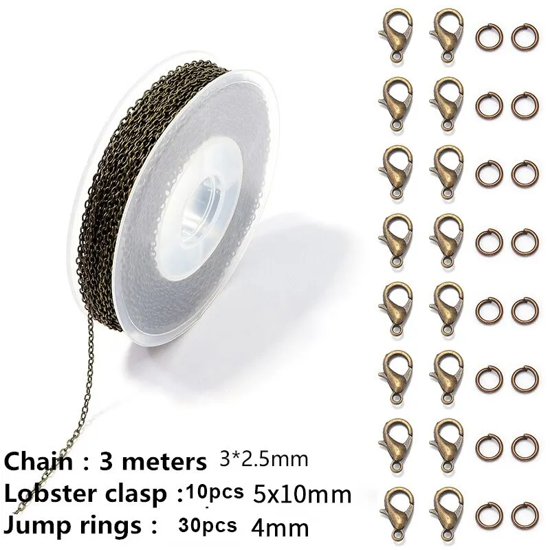 Elegant Cable Link Chains for Jewelry Making - 3m DIY Craft Kit for Necklaces, Earrings & Bracelets