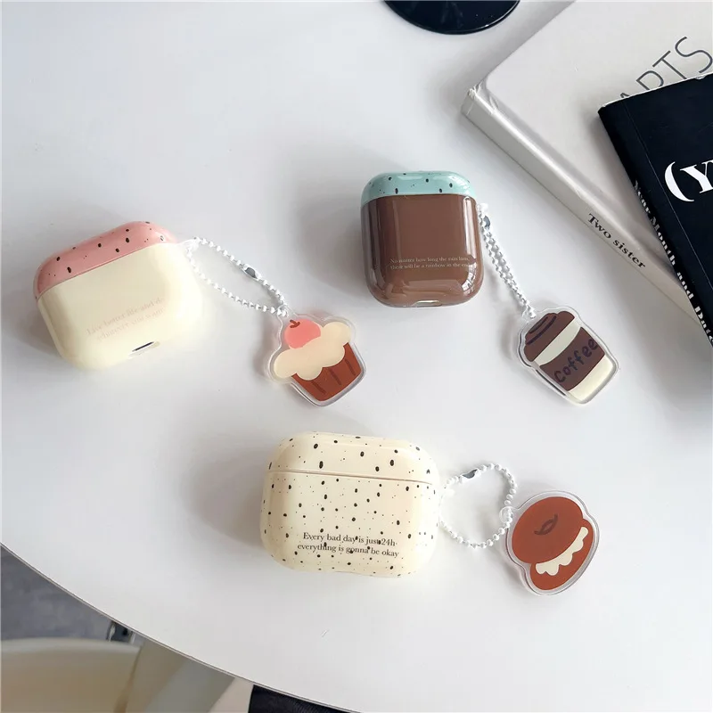 

Fashion Simplicity Color Block Ink Dot Cake Pendant Bluetooth Headset Cover For Airpods 1 2 3 Pro Pro2 Wireless Earphone Box