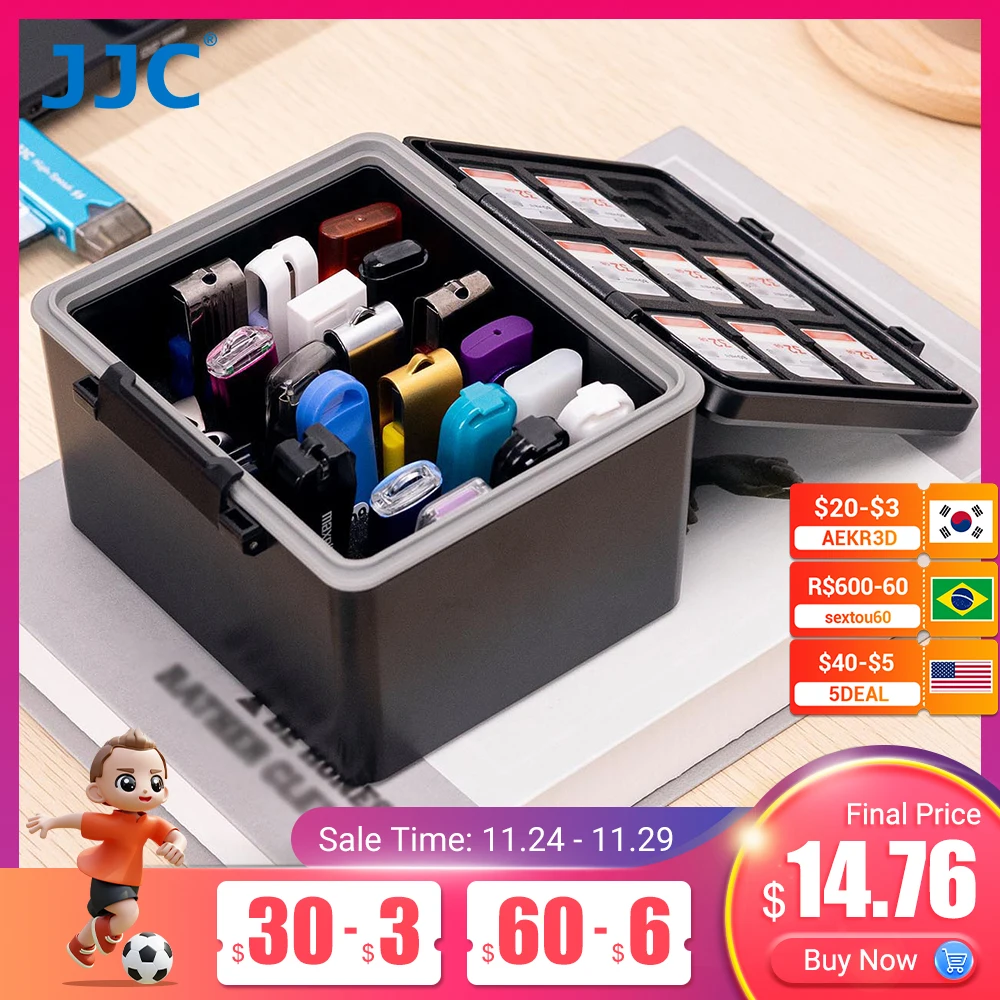 Jjc Usb Flash Drive Hard Case Holder Sd/micro Sd/tf Card Box Waterproof