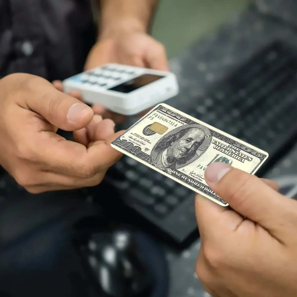 Dollars Money Credit Card Skin Stickers No Adhesive Residue Water Proof VISA Credit Card Subway Access