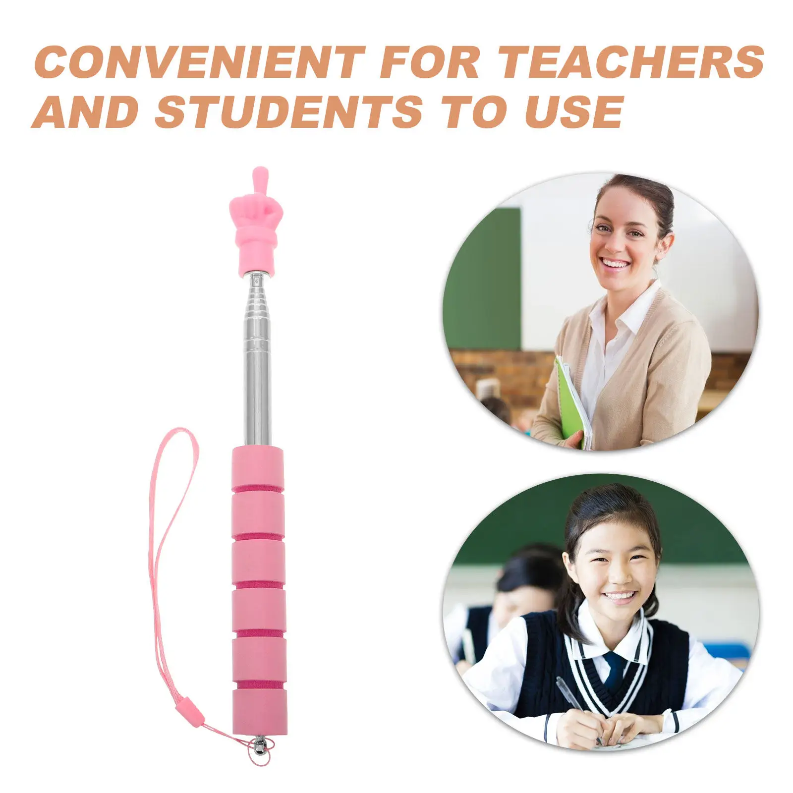 텔레스코픽 스테인레스 스틸 손가락 포인터 스틱 교실용 확장형 교육용 포인터 조기 학습 독서 보조 도구